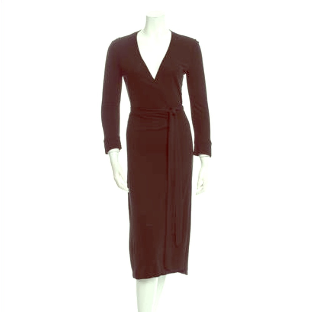 Black Diane von Furstenberg midi wrap dress